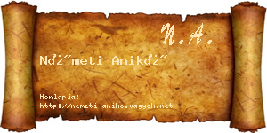 Németi Anikó névjegykártya
